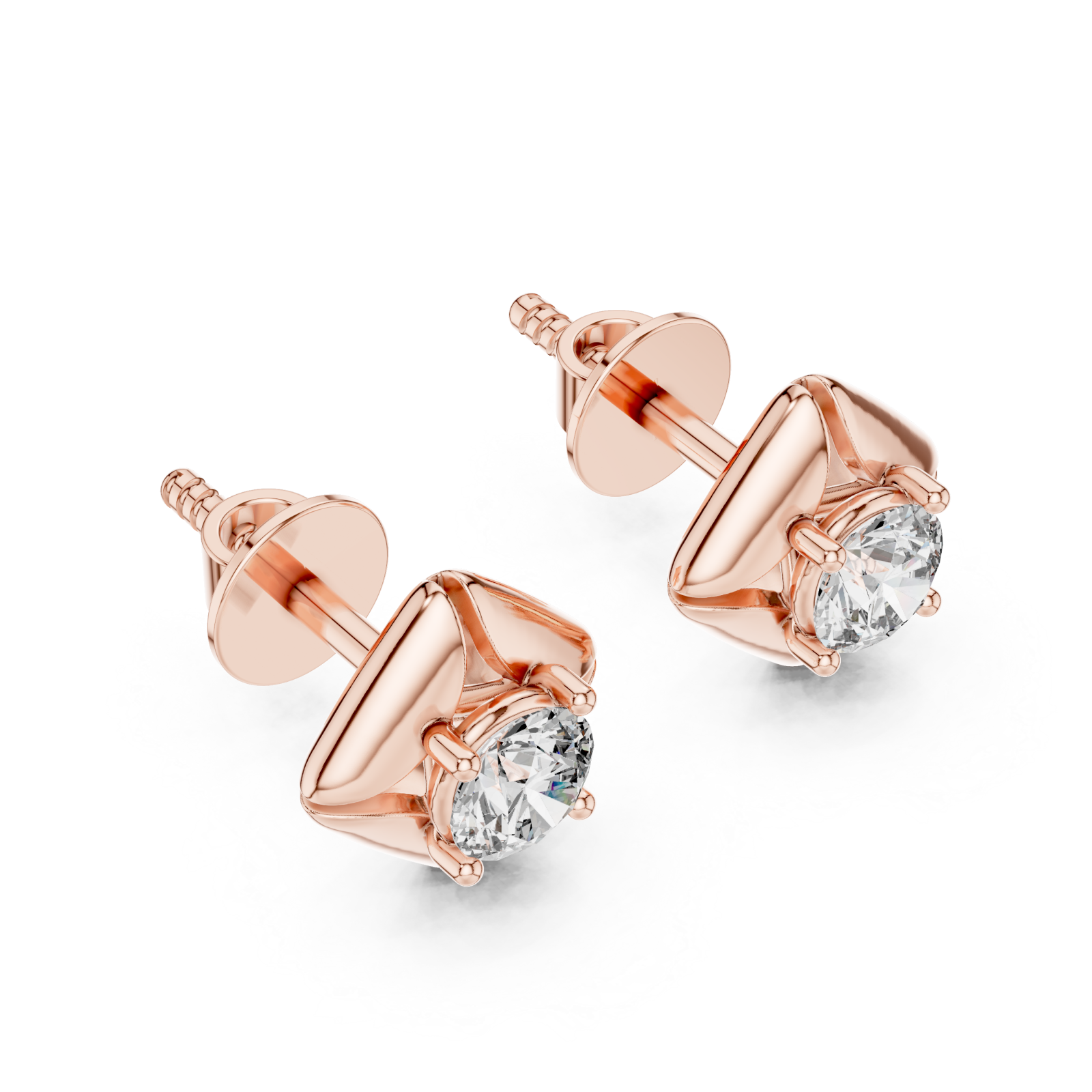  Rose Gold Lustrous Harmony Stud Earrings Right View