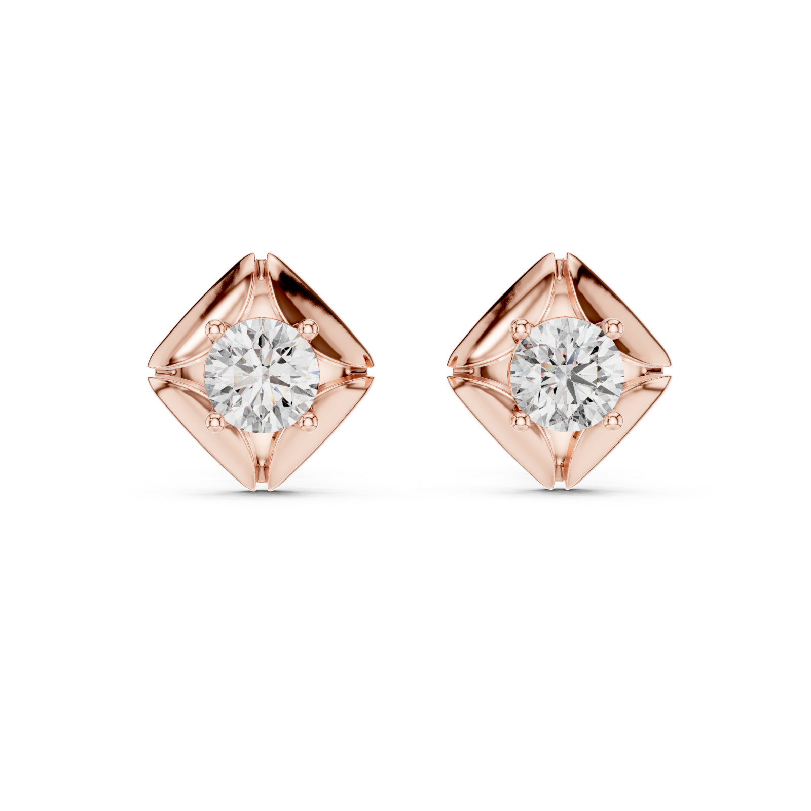  Rose Gold Lustrous Harmony Stud Earrings Front View
