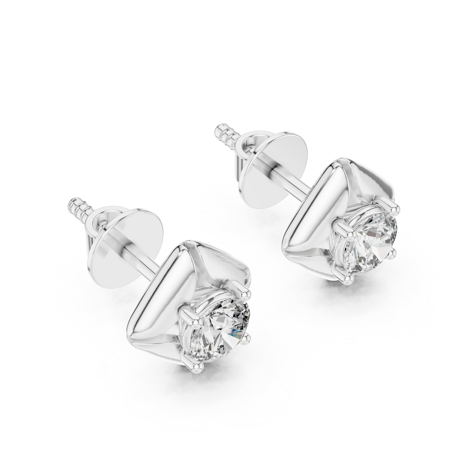  White Gold Lustrous Harmony Stud Earrings Right View