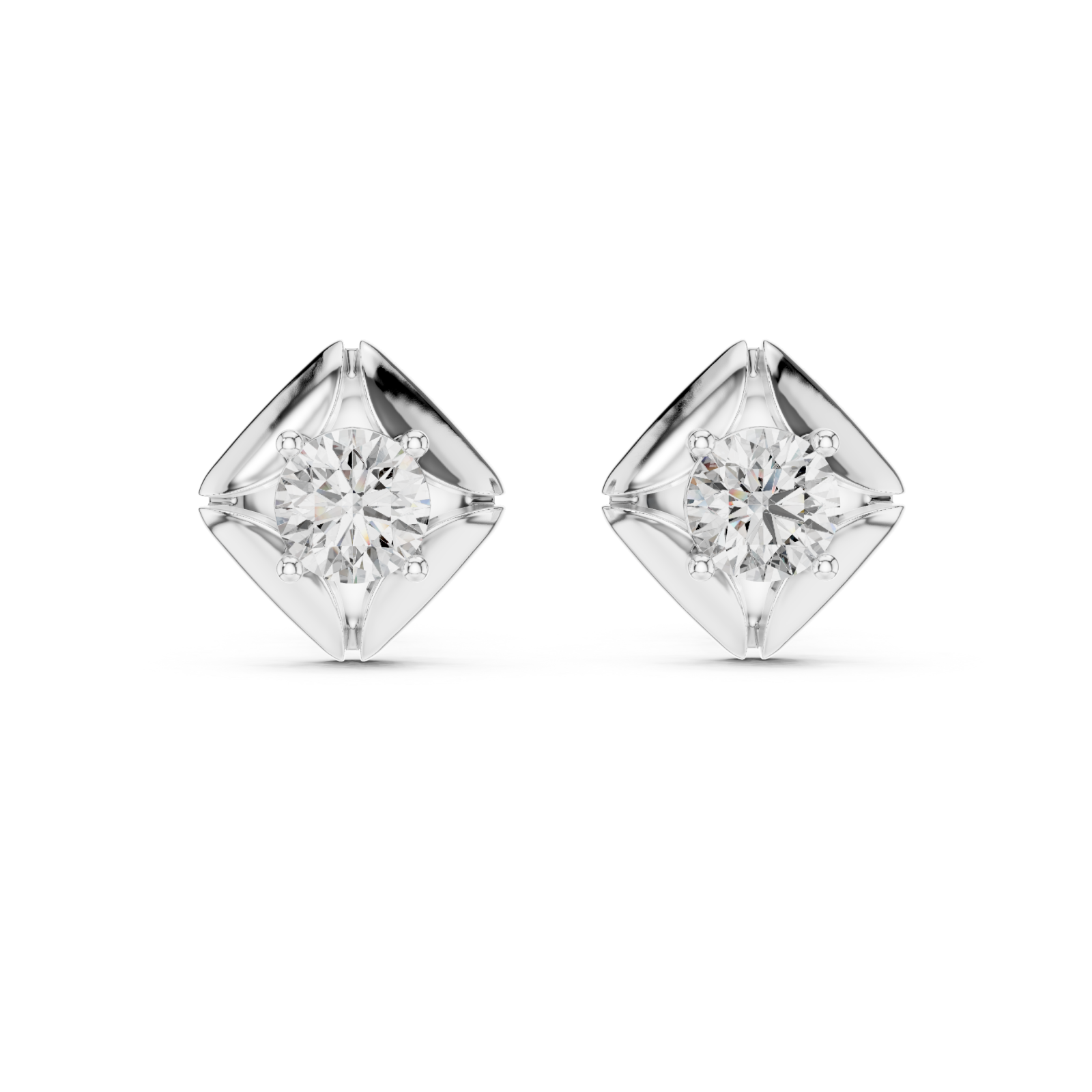  White Gold Lustrous Harmony Stud Earrings Front View