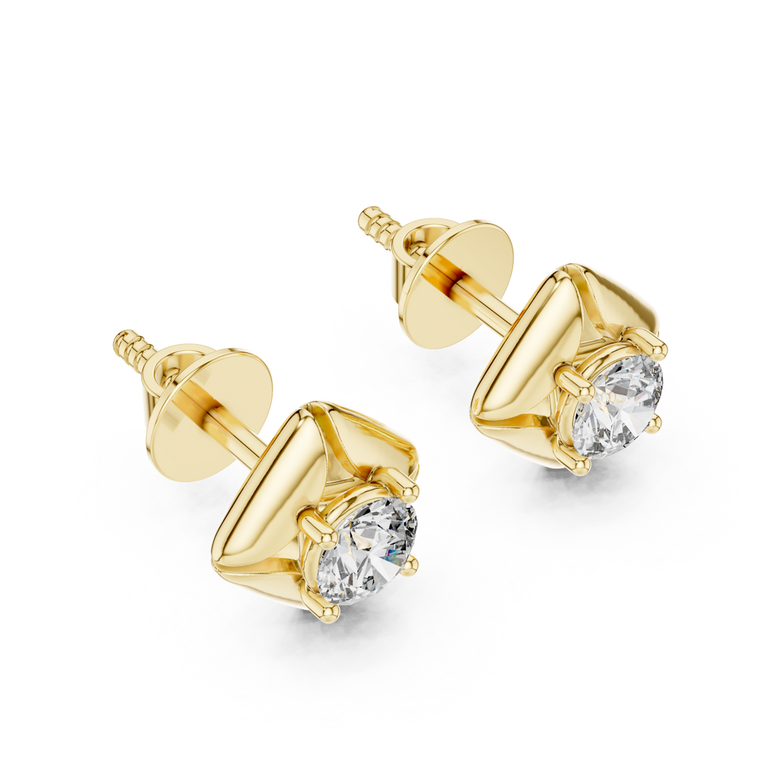 Gold Lustrous Harmony Stud Earrings Right View