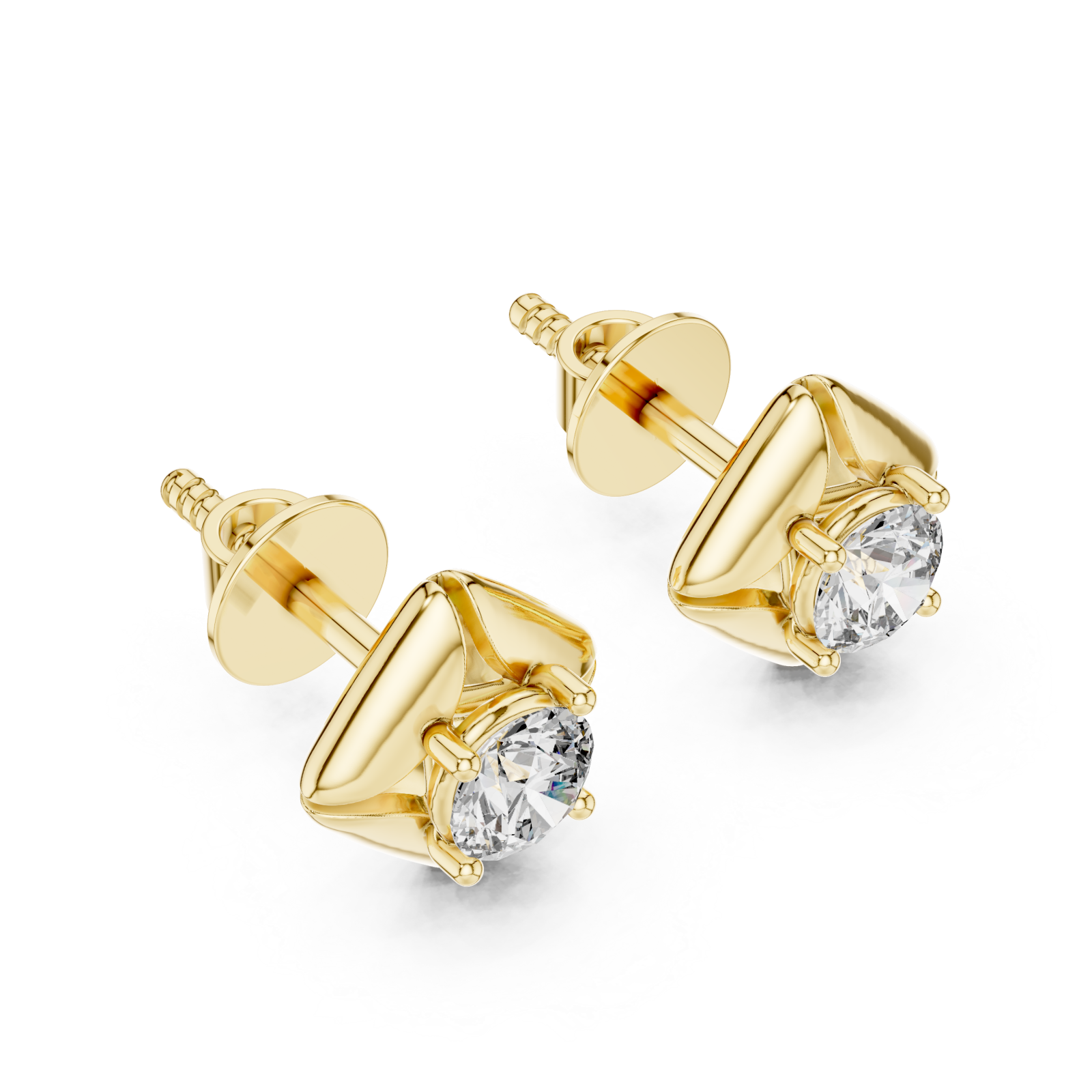 Gold Lustrous Harmony Stud Earrings Right View