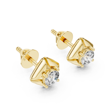 Gold Lustrous Harmony Stud Earrings Right View