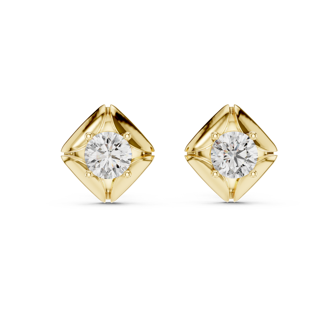 Gold Lustrous Harmony Stud Earrings Right View