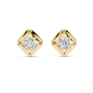  Gold Lustrous Harmony Stud Earrings Front View