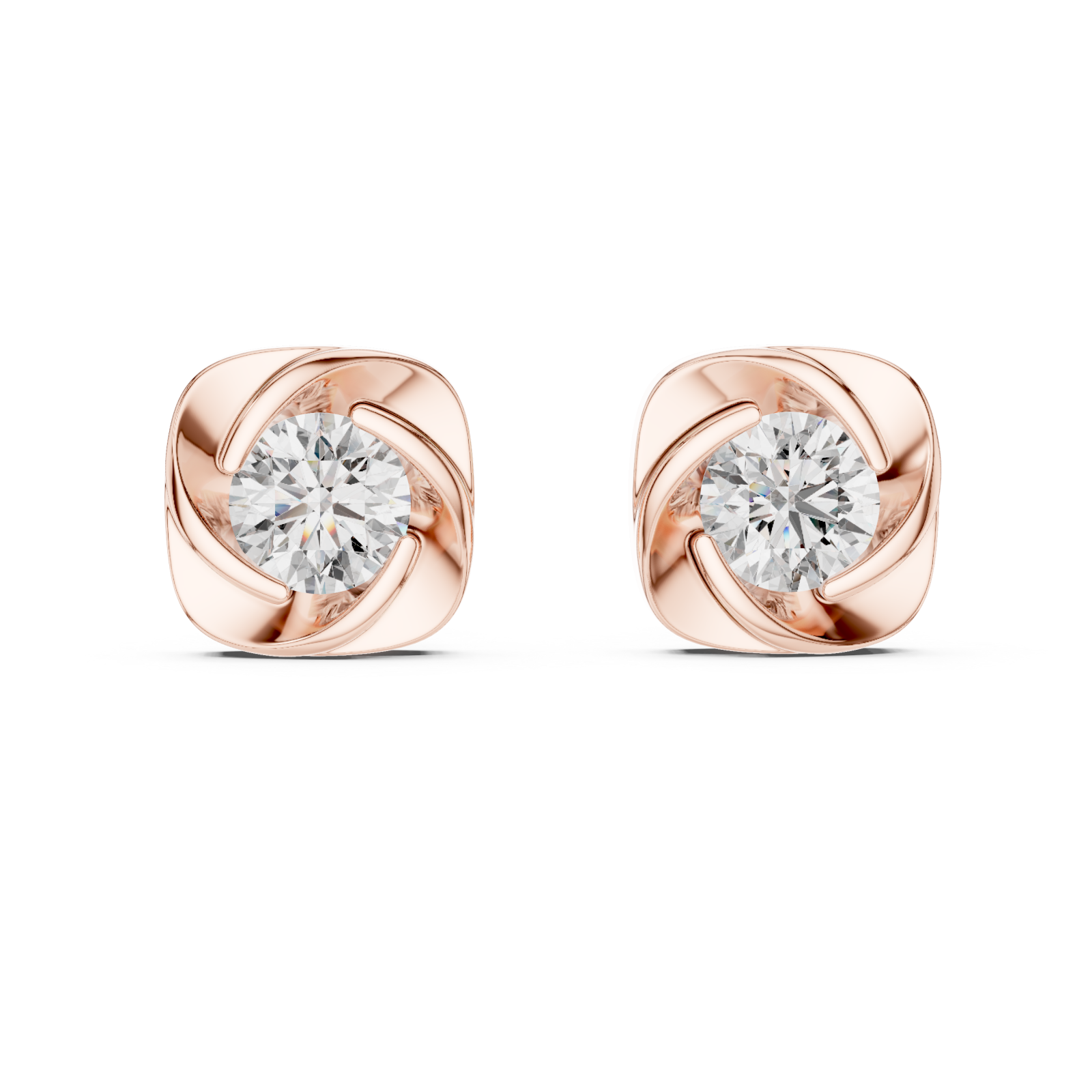  Rose Gold Twilight Embrace Stud Earrings Front View