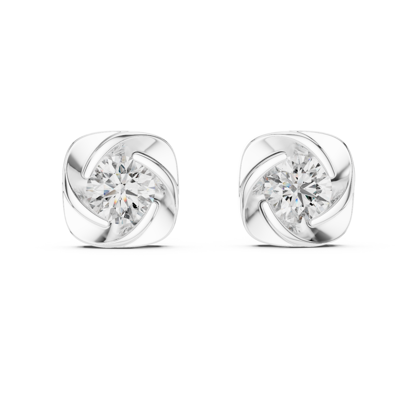  White Gold Twilight Embrace Stud Earrings Front View