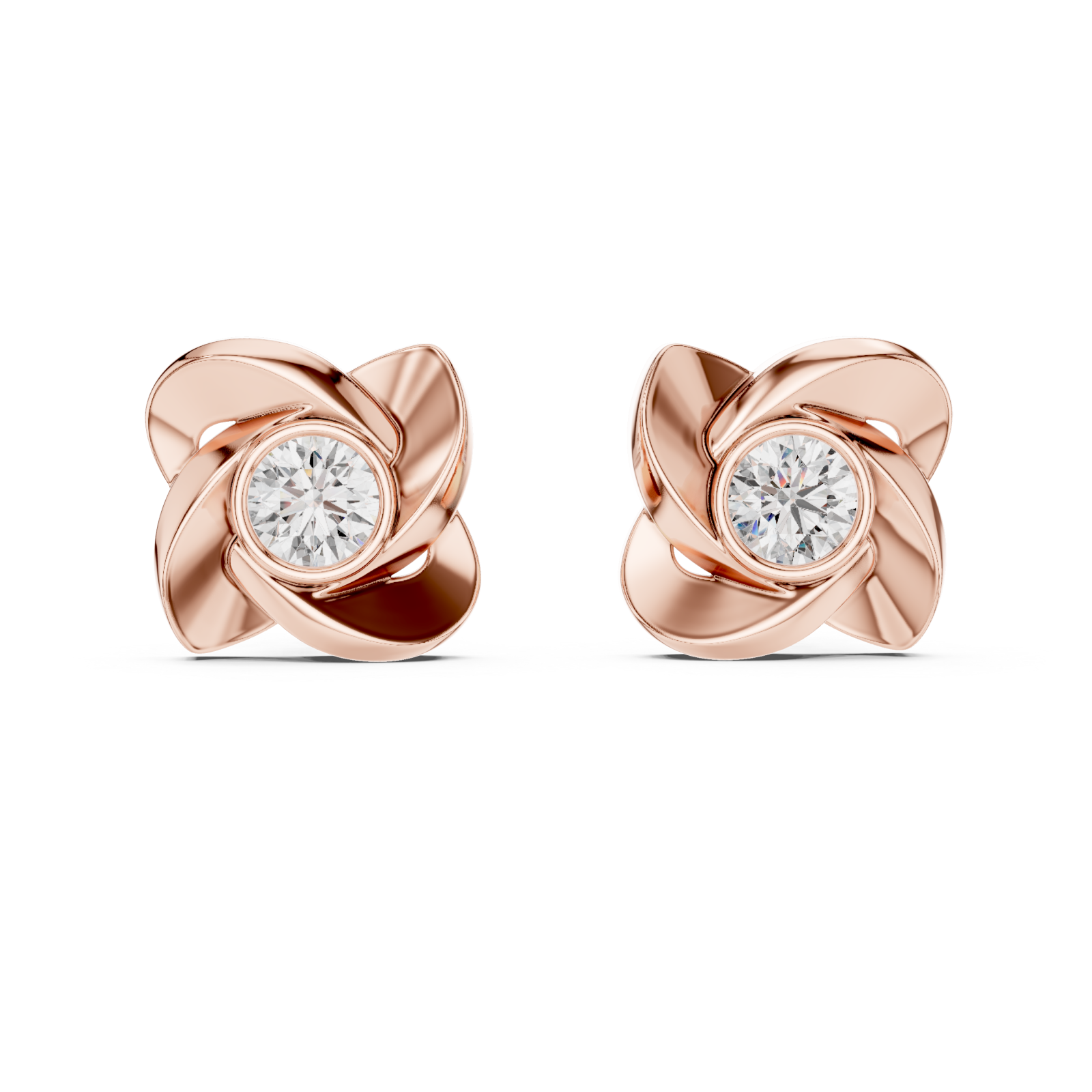  Rose Gold Roselle Embrace Stud Earrings Front View