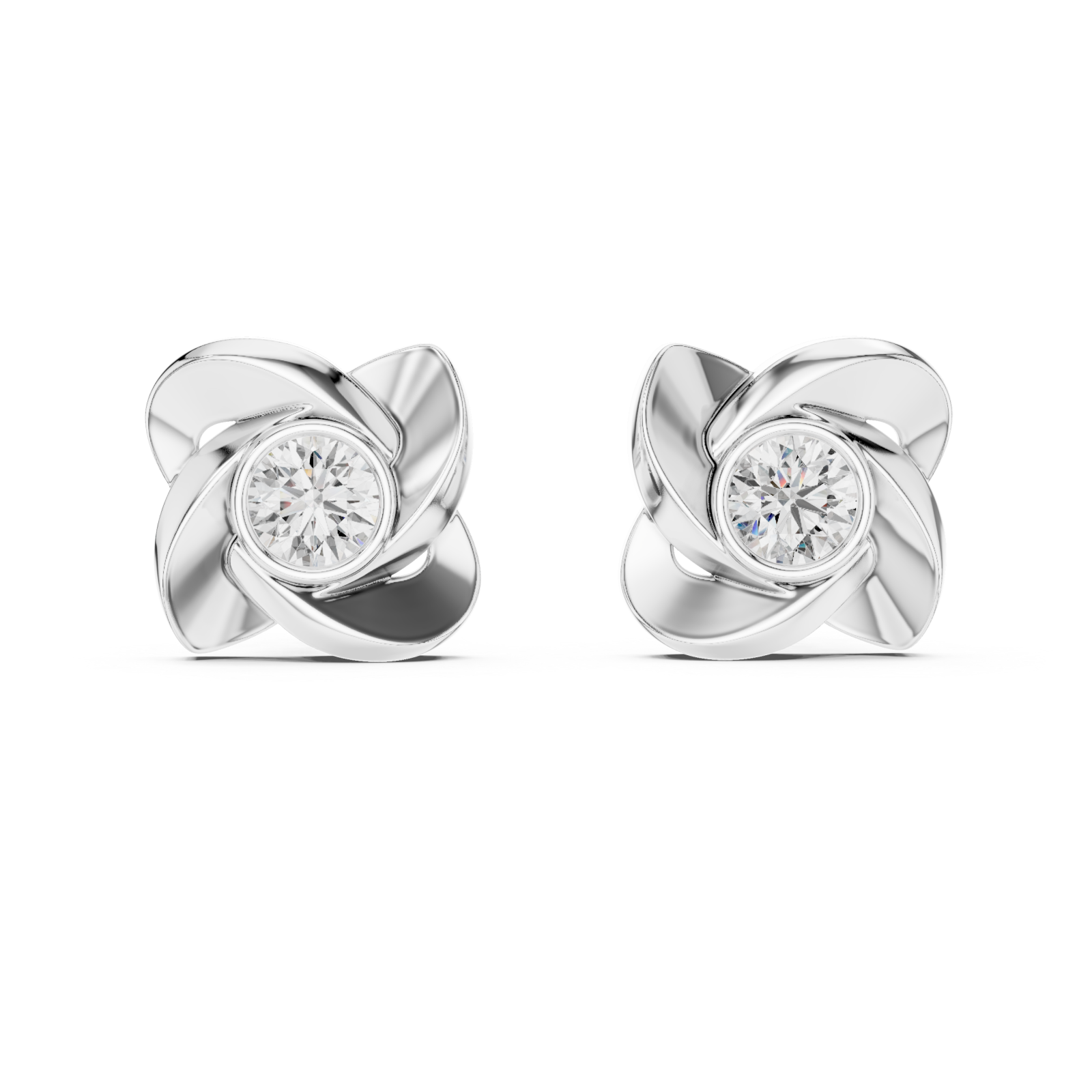  White Gold Roselle Embrace Stud Earrings Front View