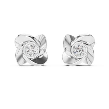  White Gold Roselle Embrace Stud Earrings Front View