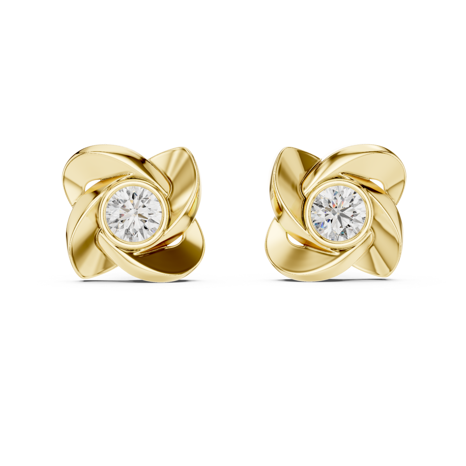  Gold Roselle Embrace Stud Earrings Front View