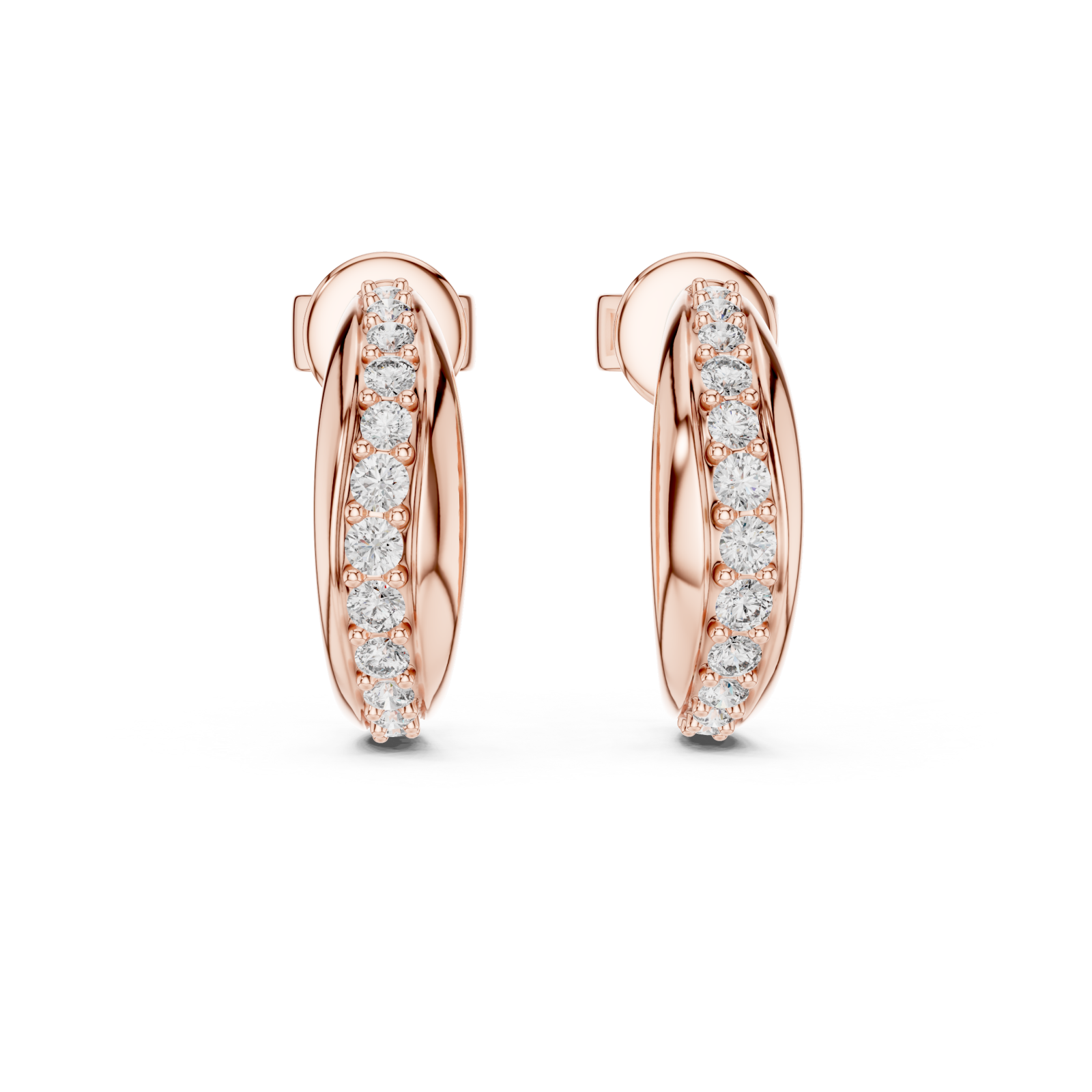  Rose Gold Luminous Petal Swing Earrings Front View