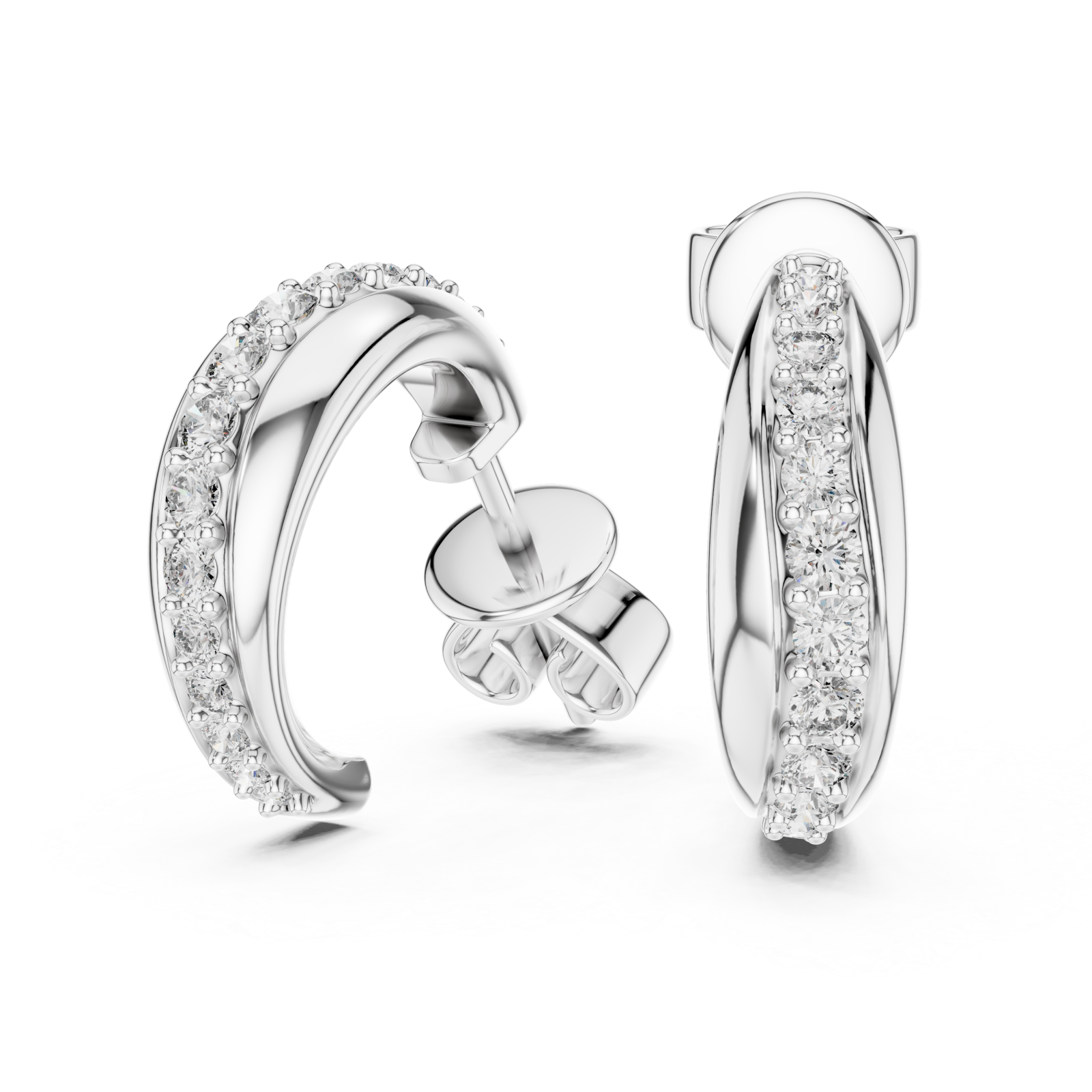  White Gold Luminous Petal Swing Earrings Left View