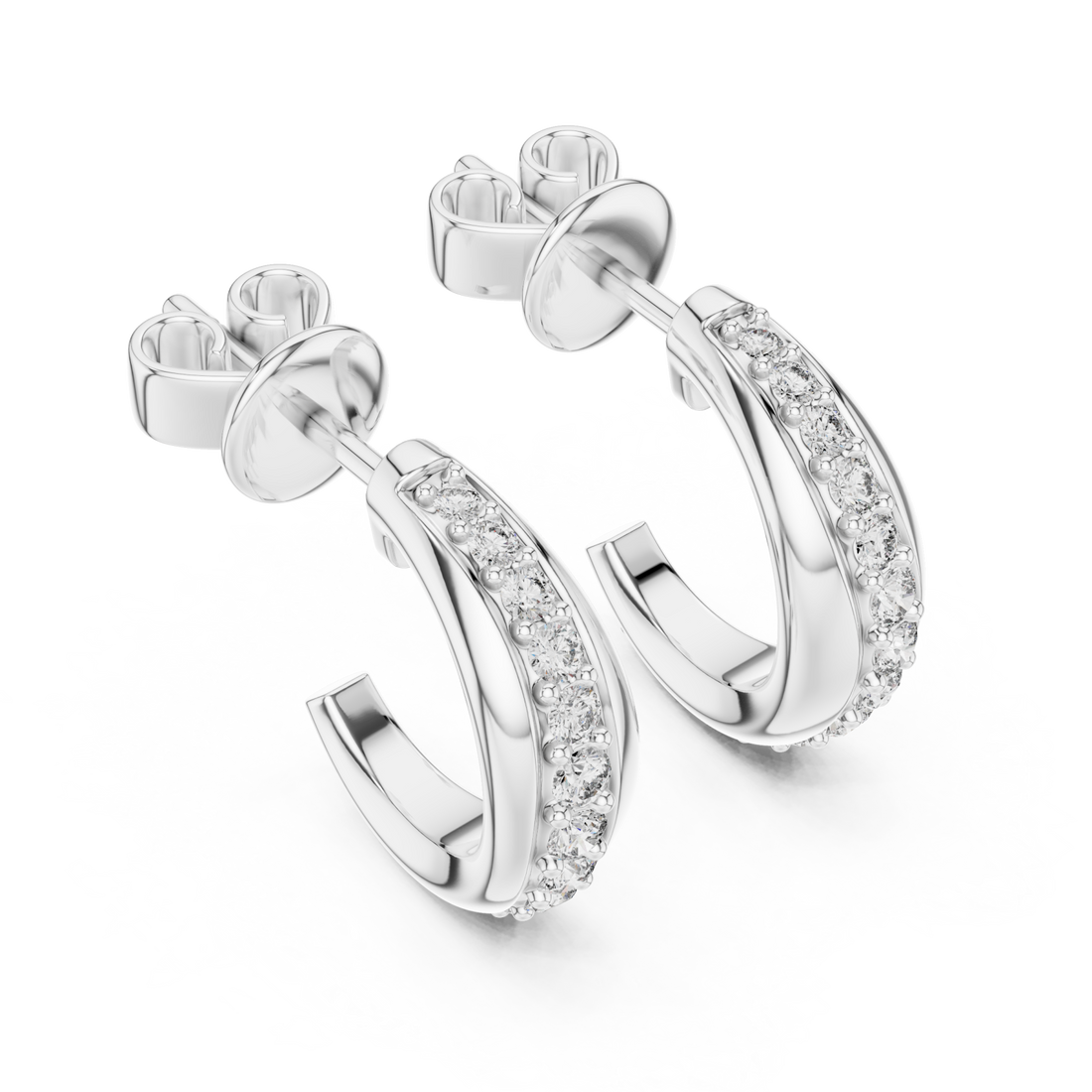  White Gold Luminous Petal Swing Earrings Right View