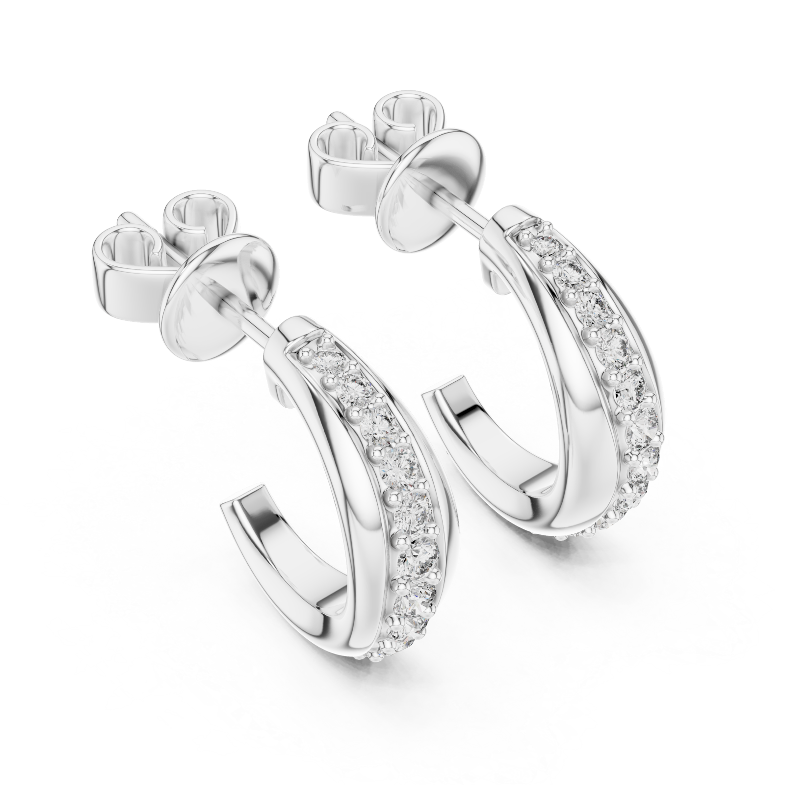  White Gold Luminous Petal Swing Earrings Right View