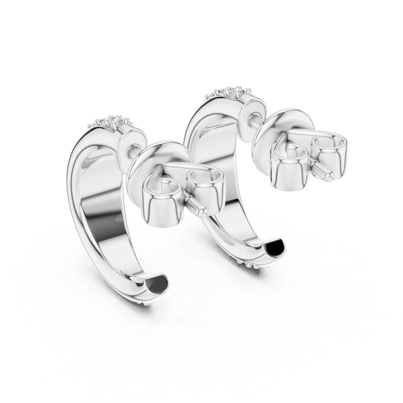  White Gold Luminous Petal Swing Earrings Side View