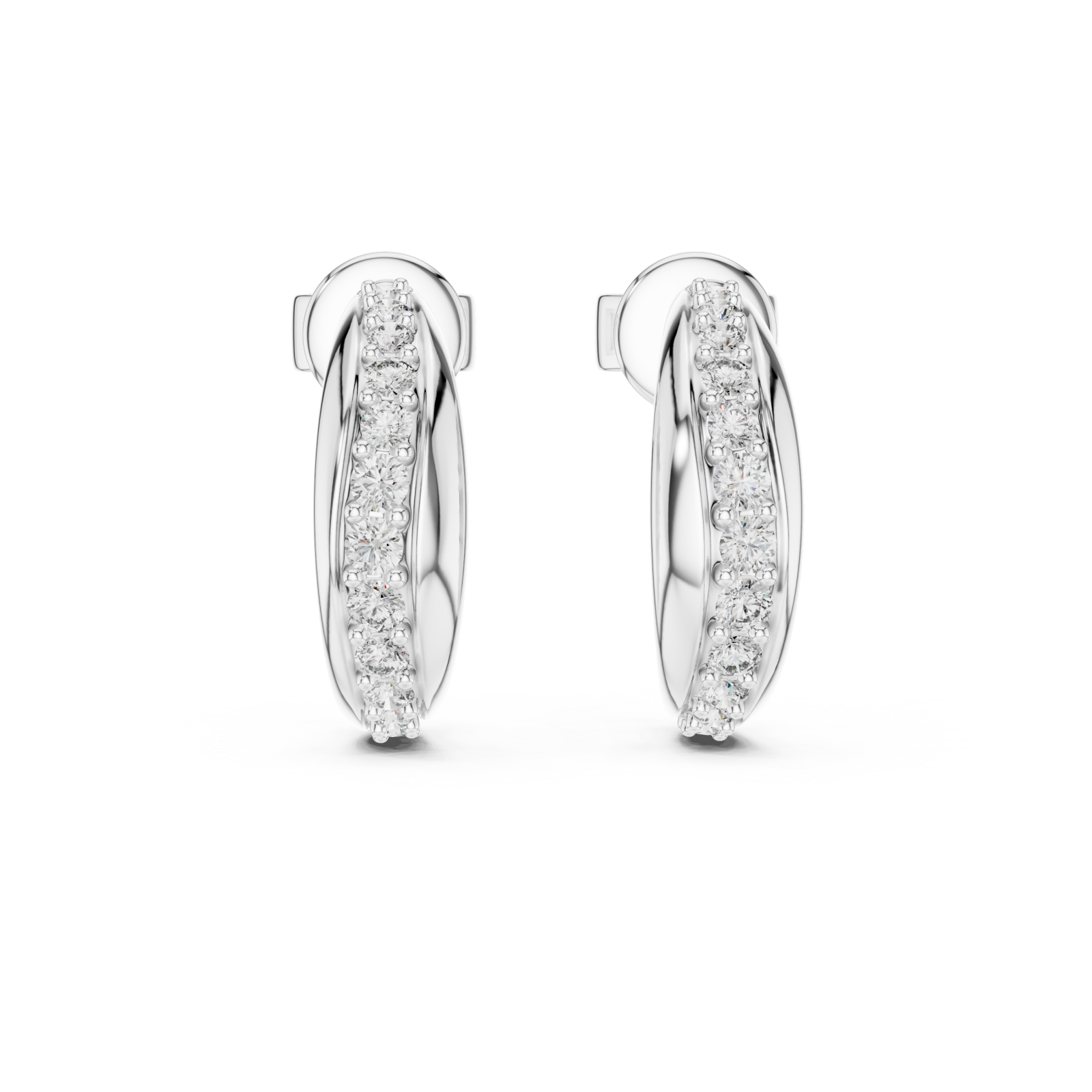  White Gold Luminous Petal Swing Earrings Front View