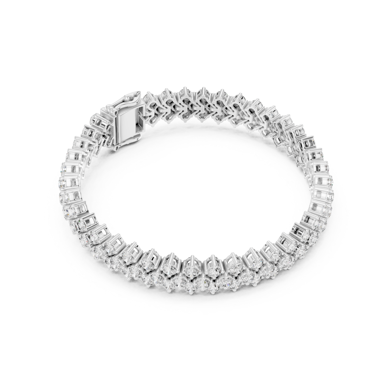  White Gold Eternal Grace Layered Sparkle Bracelet Front View