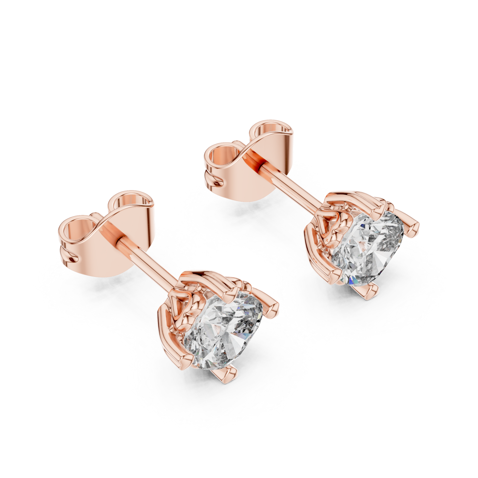  Rose Gold Radiant Clarity Solitaire Studs Right View