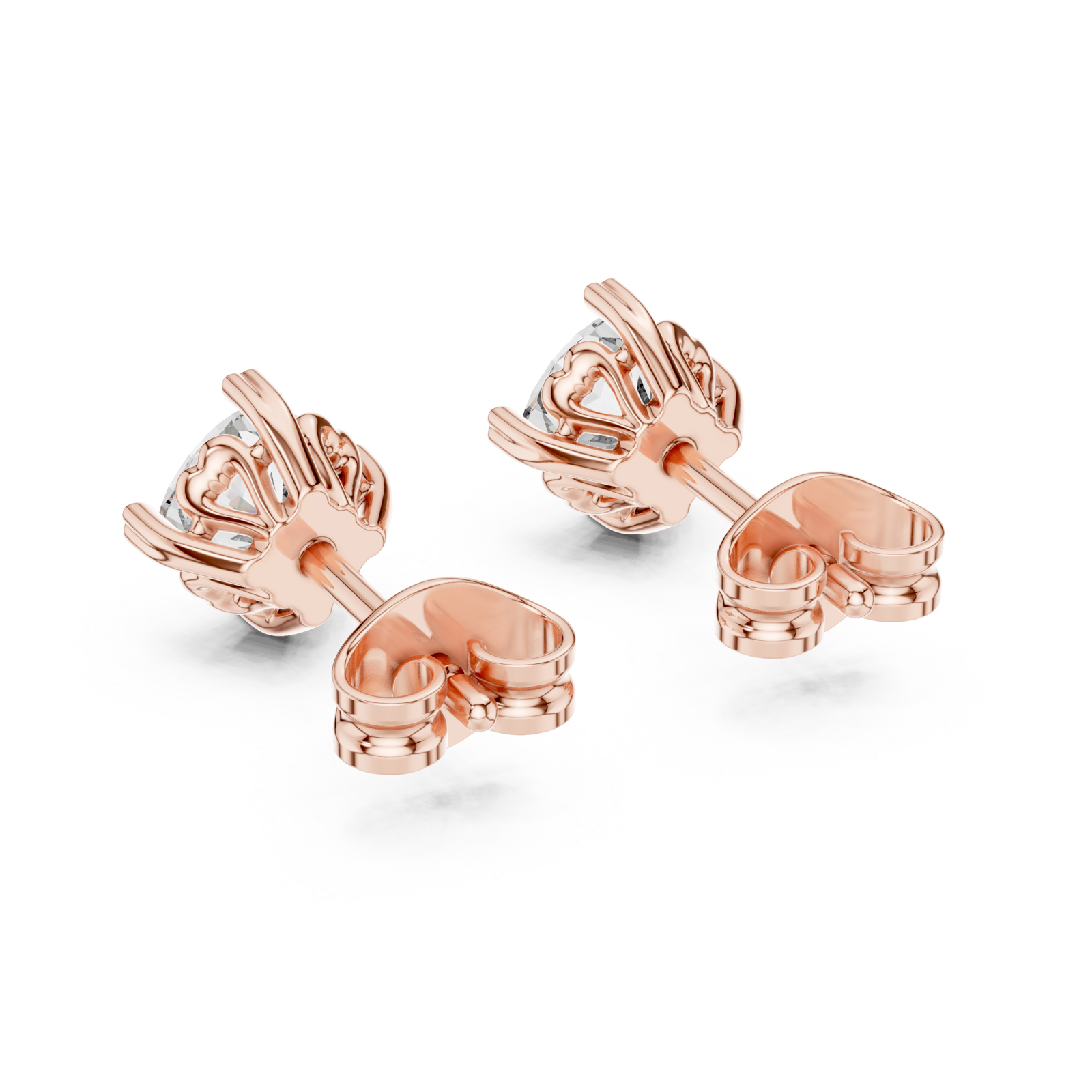  Rose Gold Radiant Clarity Solitaire Studs Side View