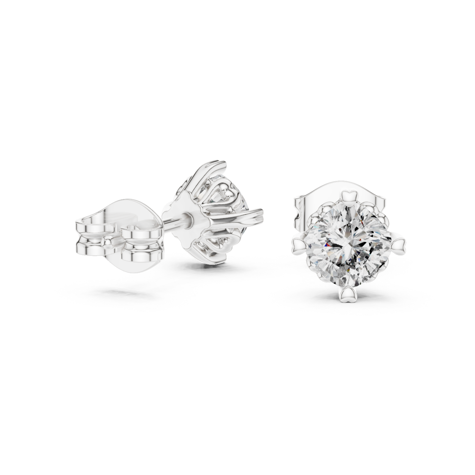  White Gold Radiant Clarity Solitaire Studs Left View