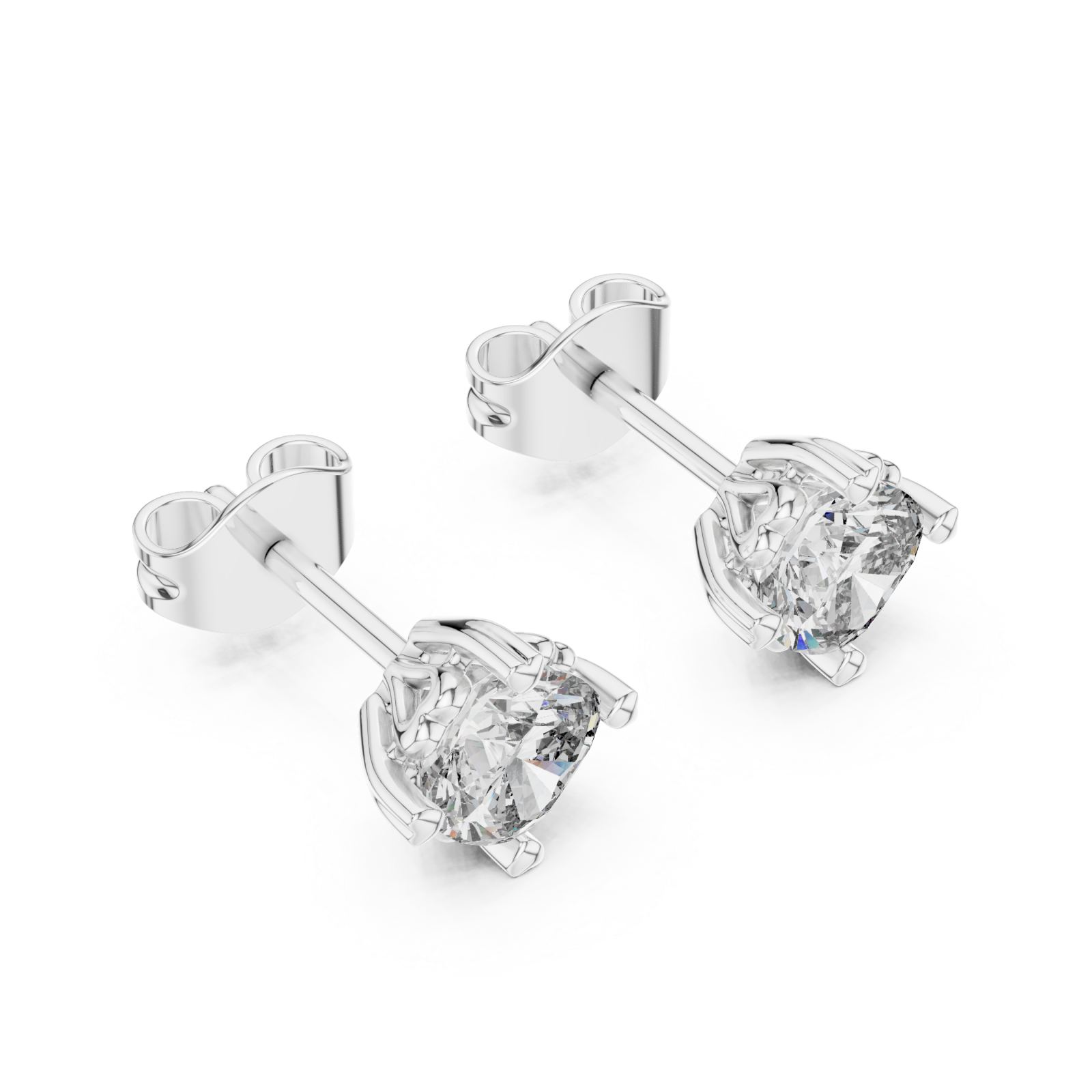  White Gold Radiant Clarity Solitaire Studs Right View