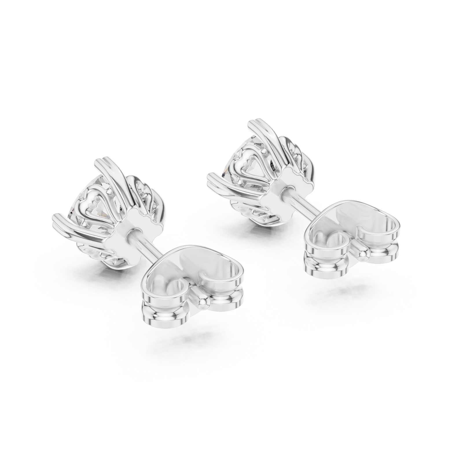  White Gold Radiant Clarity Solitaire Studs Side View
