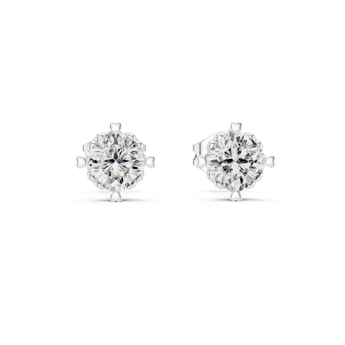 White Gold Radiant Clarity Solitaire Studs Right View