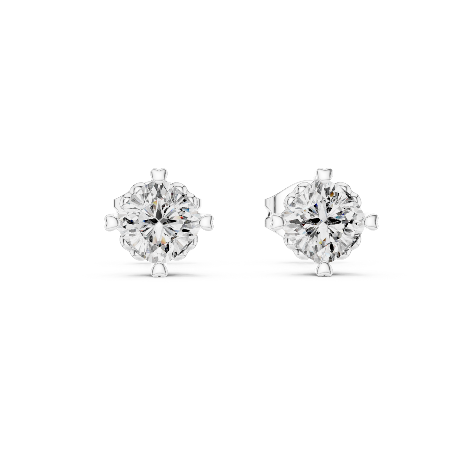  White Gold Radiant Clarity Solitaire Studs Front View