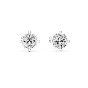  White Gold Radiant Clarity Solitaire Studs Front View