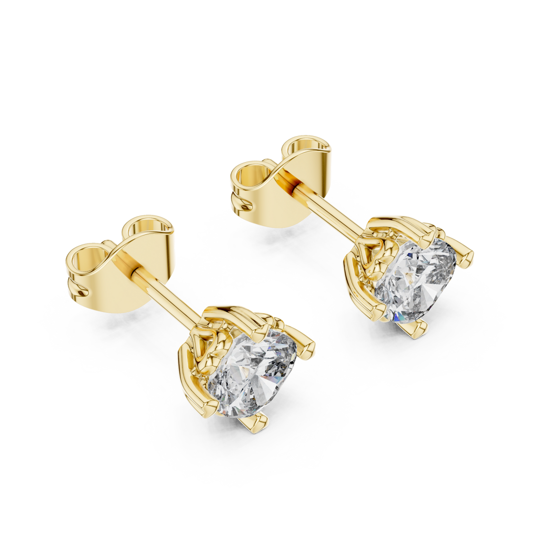 Gold Radiant Clarity Solitaire Studs Right View