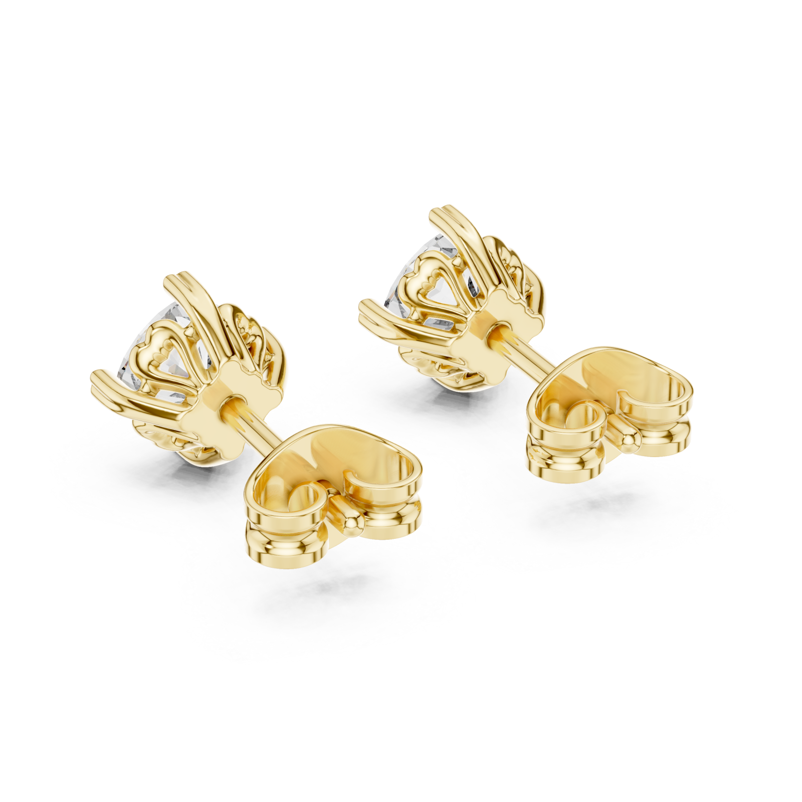  Gold Radiant Clarity Solitaire Studs Side View