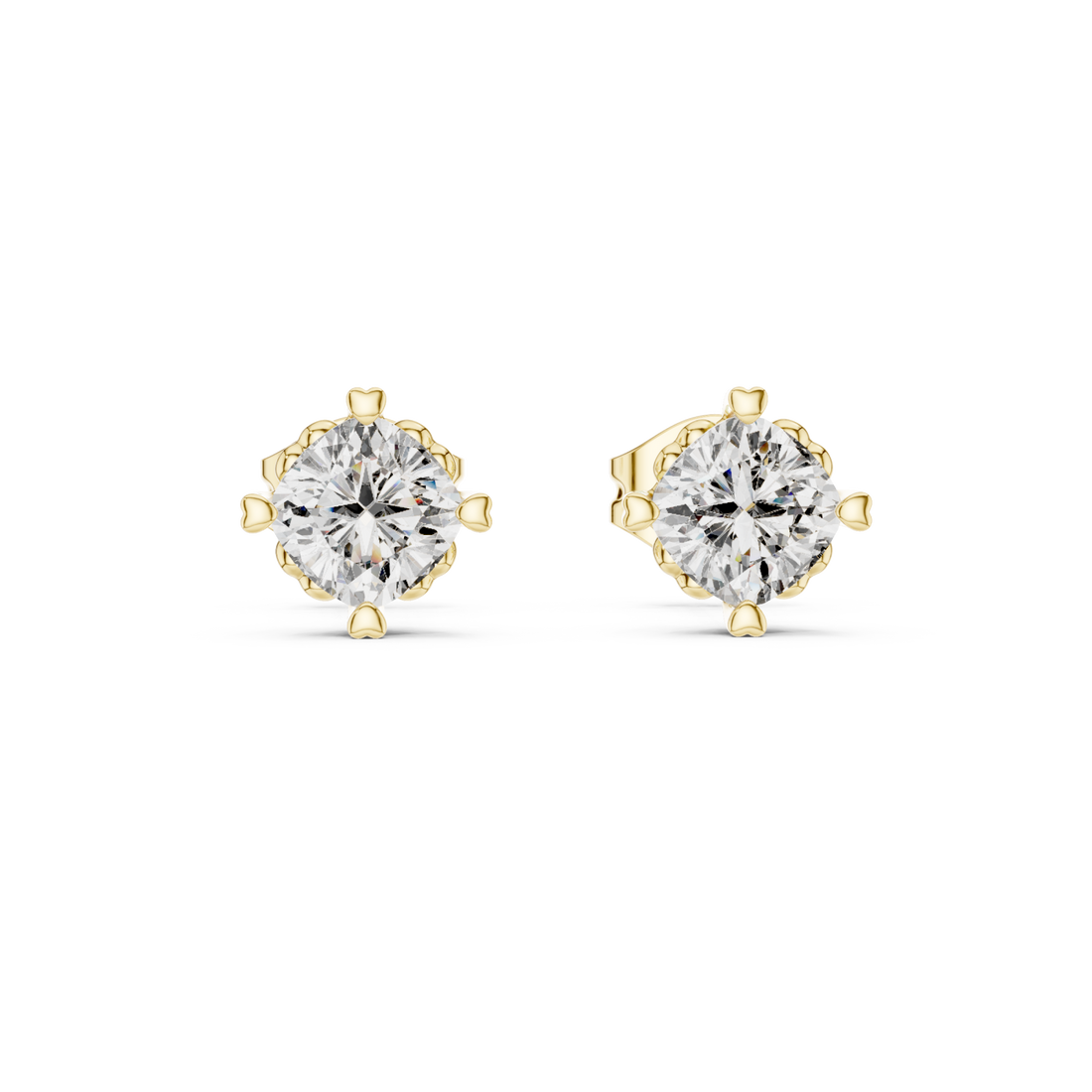 Gold Radiant Clarity Solitaire Studs Right View
