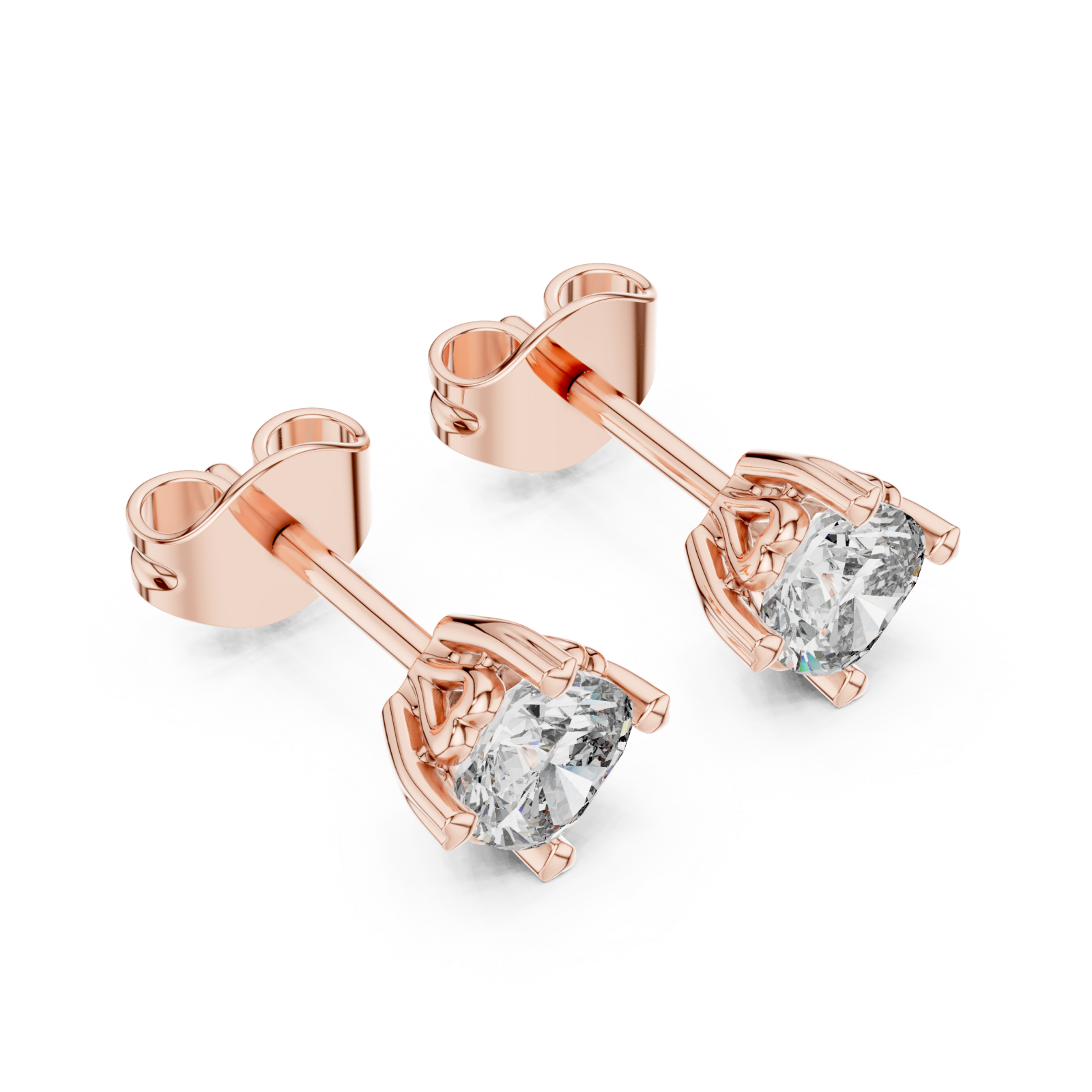  Rose Gold Radiant Solitaire Elegance Stud Earrings Right View