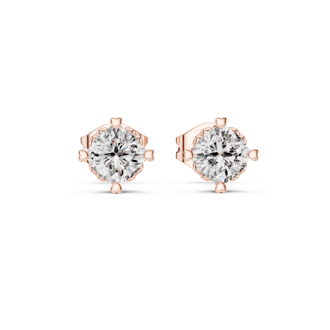  Rose Gold Radiant Solitaire Elegance Stud Earrings Right View