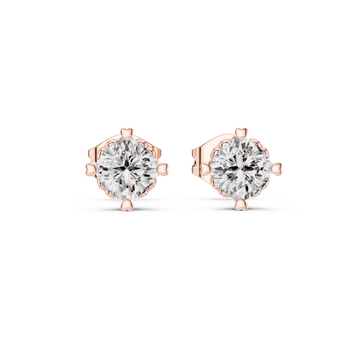  Rose Gold Radiant Solitaire Elegance Stud Earrings Front View