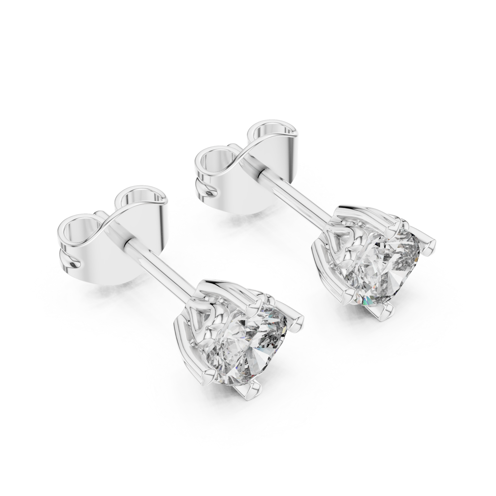  White Gold Radiant Solitaire Elegance Stud Earrings Right View