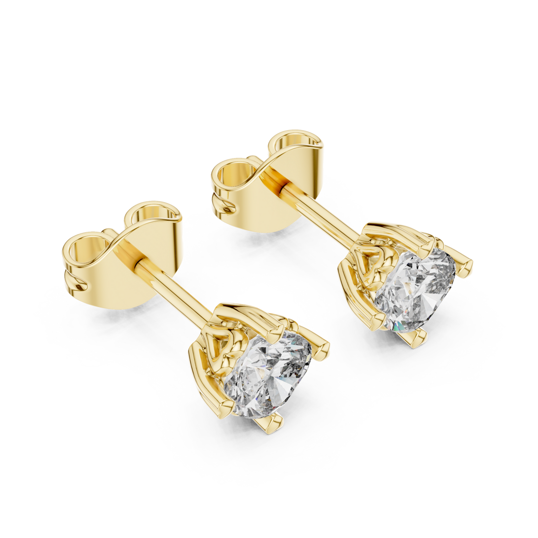 Gold Radiant Solitaire Elegance Stud Earrings Right View