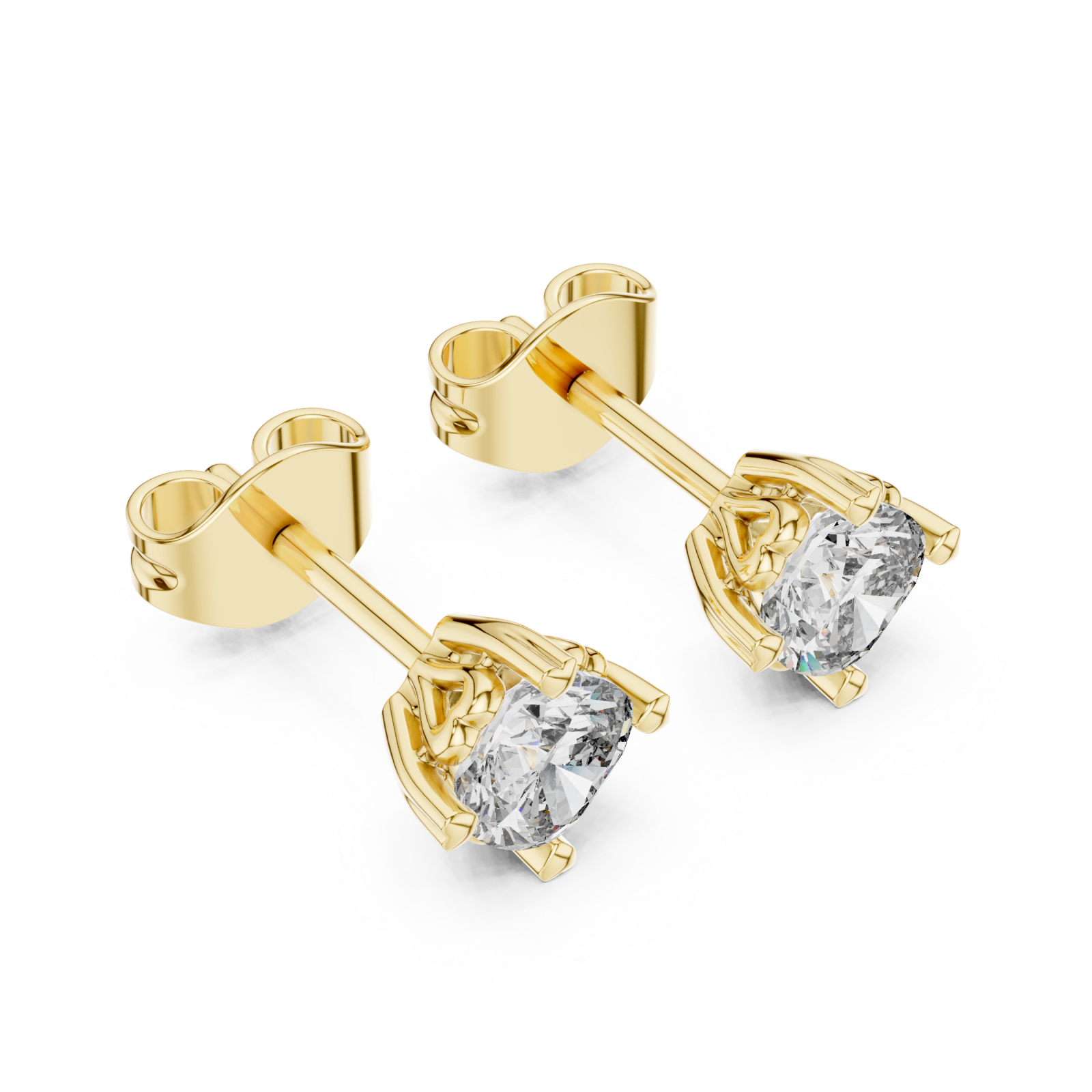 Gold Radiant Solitaire Elegance Stud Earrings Right View