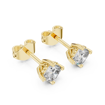 Gold Radiant Solitaire Elegance Stud Earrings Right View