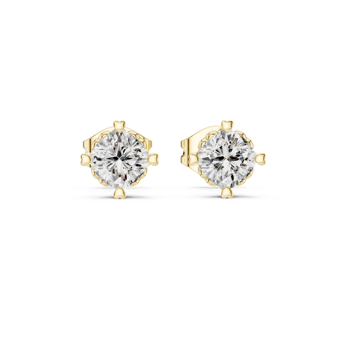 Gold Radiant Solitaire Elegance Stud Earrings Right View