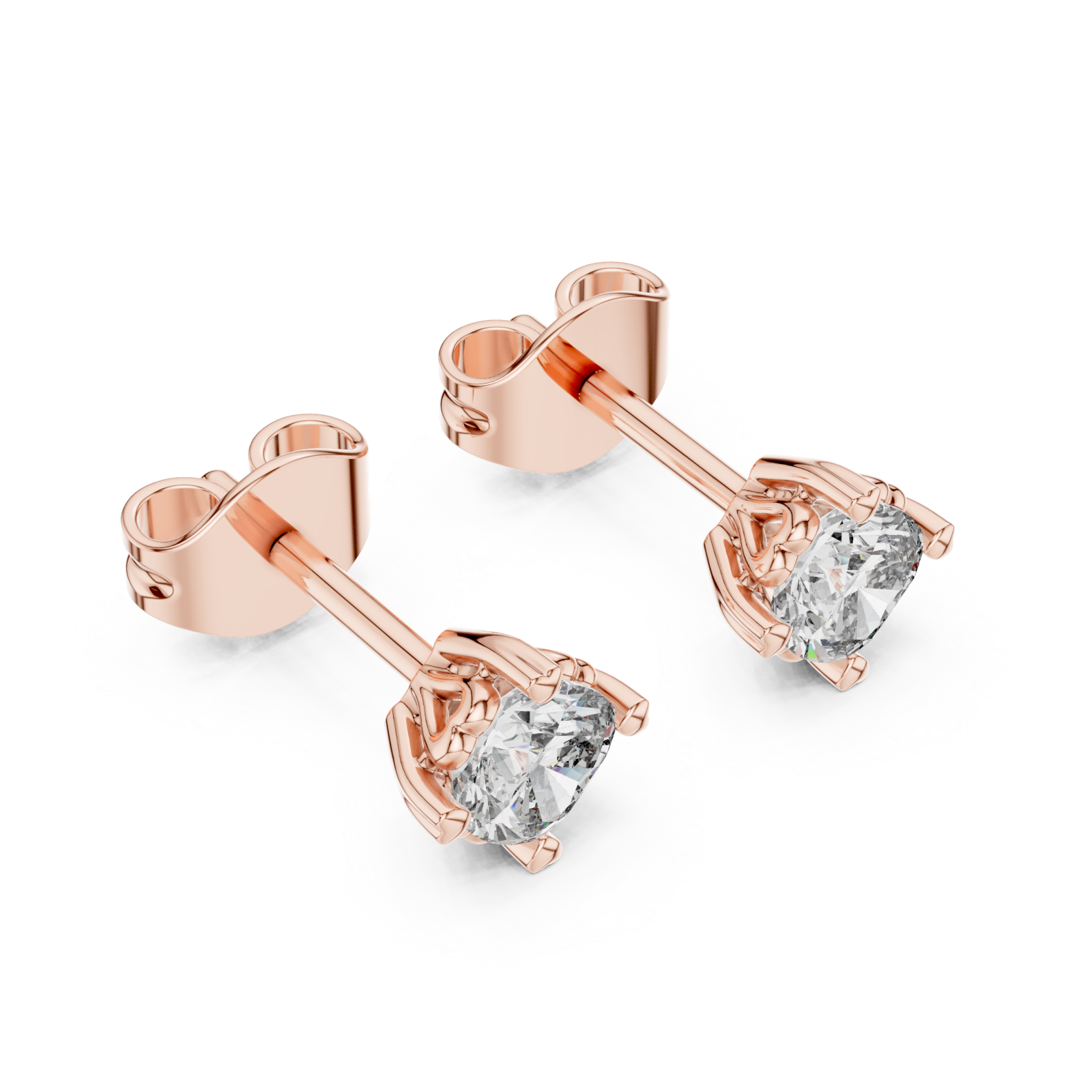  Rose Gold Radiant Solitude Stud Earrings Right View
