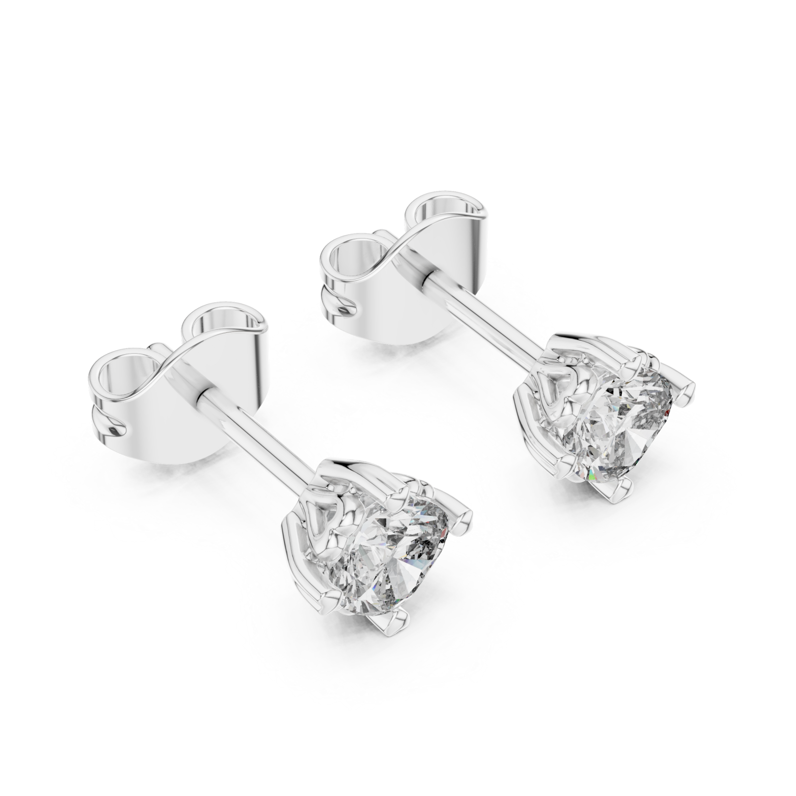 White Gold Radiant Solitude Stud Earrings Right View