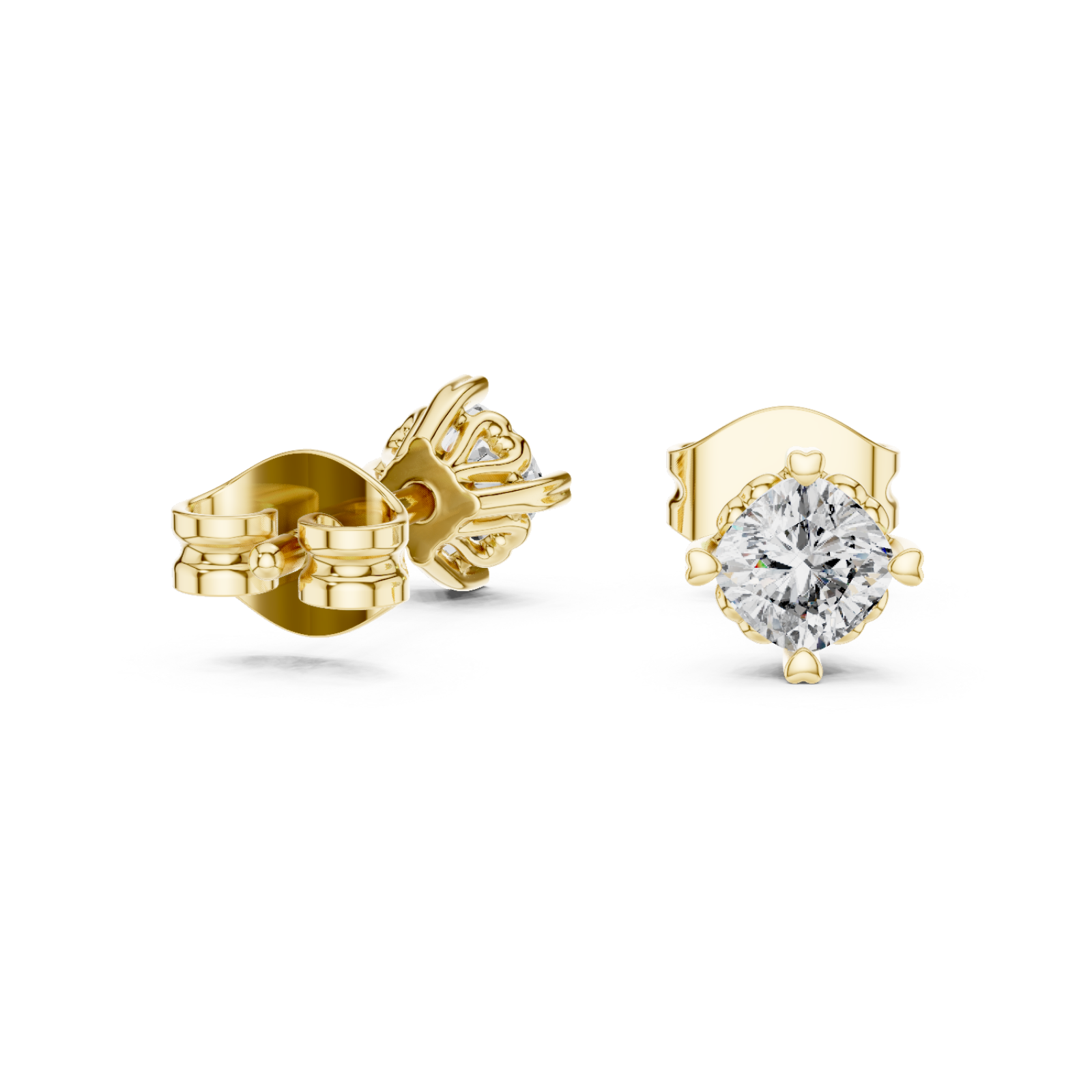  Gold Radiant Solitude Stud Earrings Left View