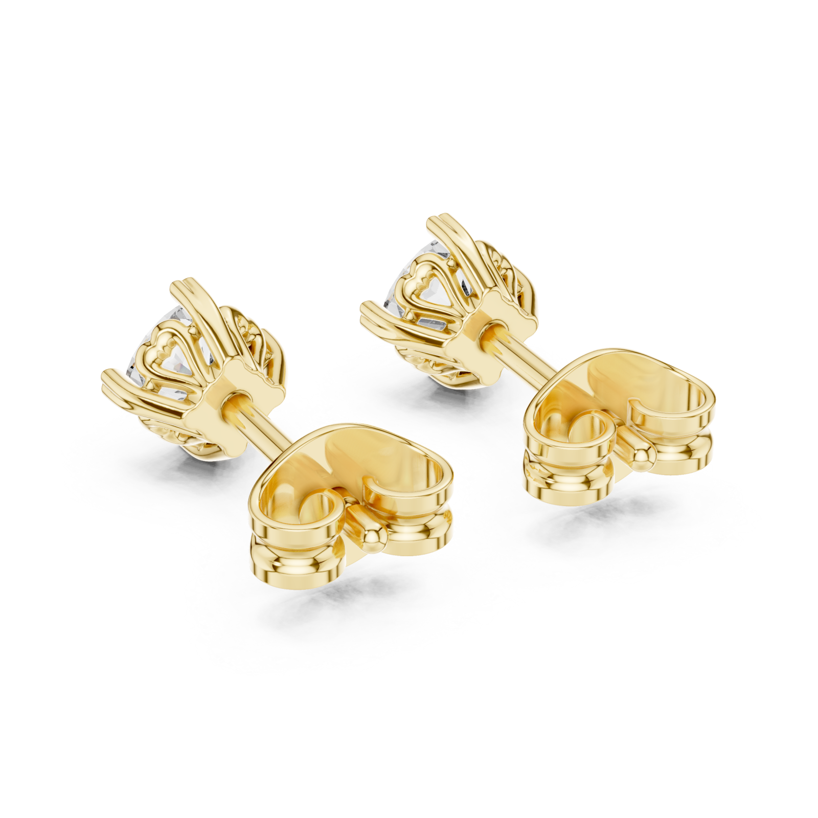  Gold Radiant Solitude Stud Earrings Side View