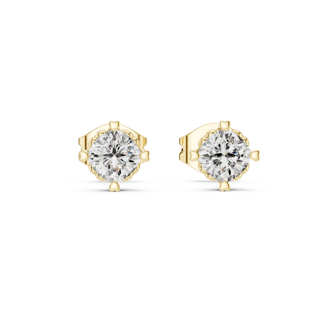 Gold Radiant Solitude Stud Earrings Right View
