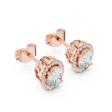  Rose Gold Elegant Radiance Classic Halo Stud Earrings Right View