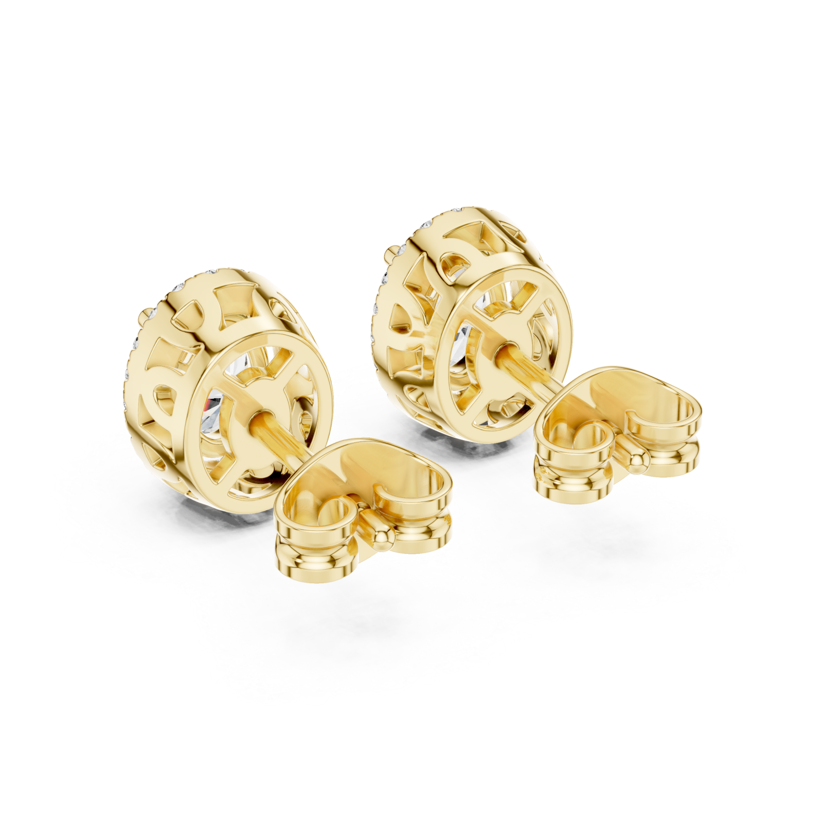 Gold Elegant Radiance Classic Halo Stud Earrings Side View