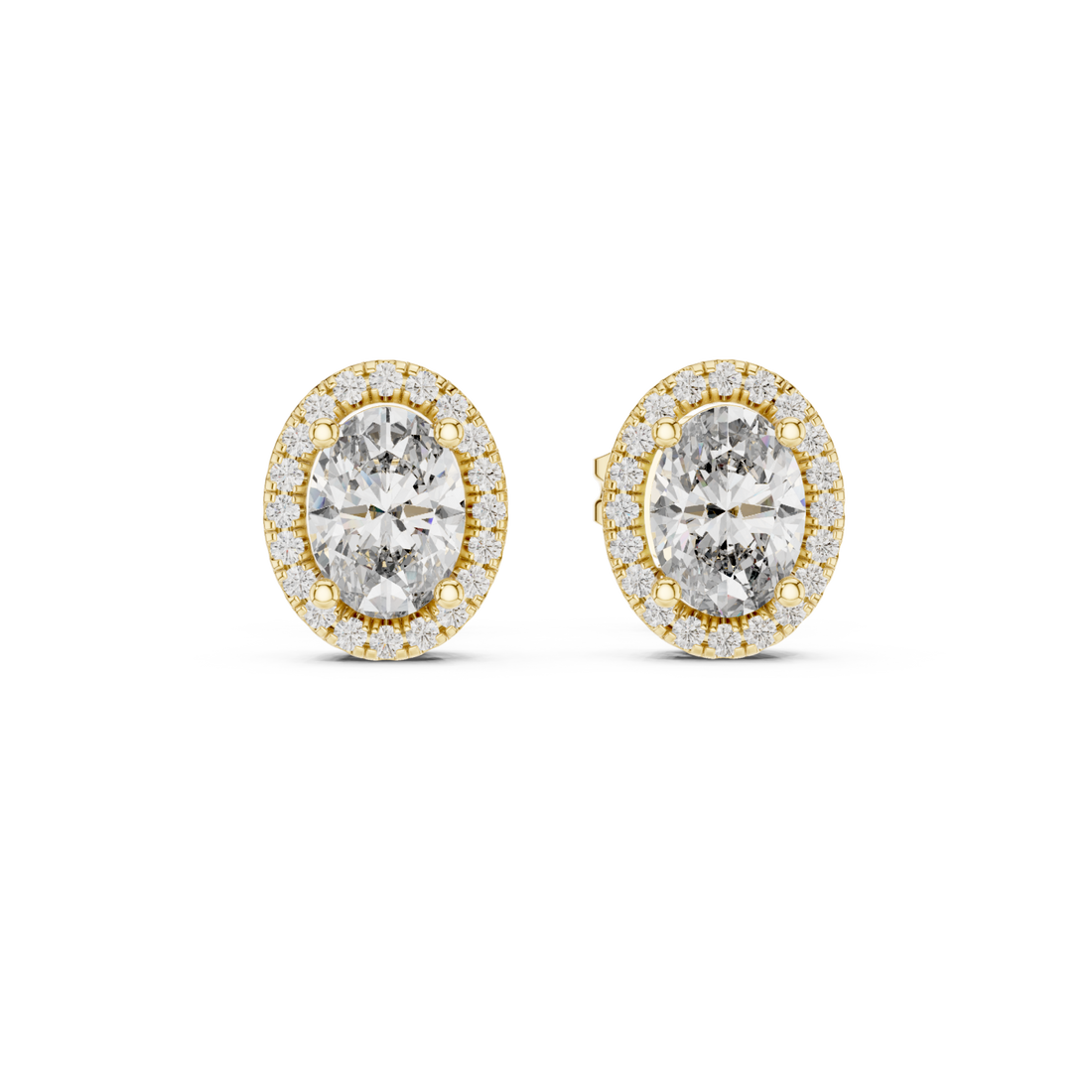 Gold Elegant Radiance Classic Halo Stud Earrings Right View