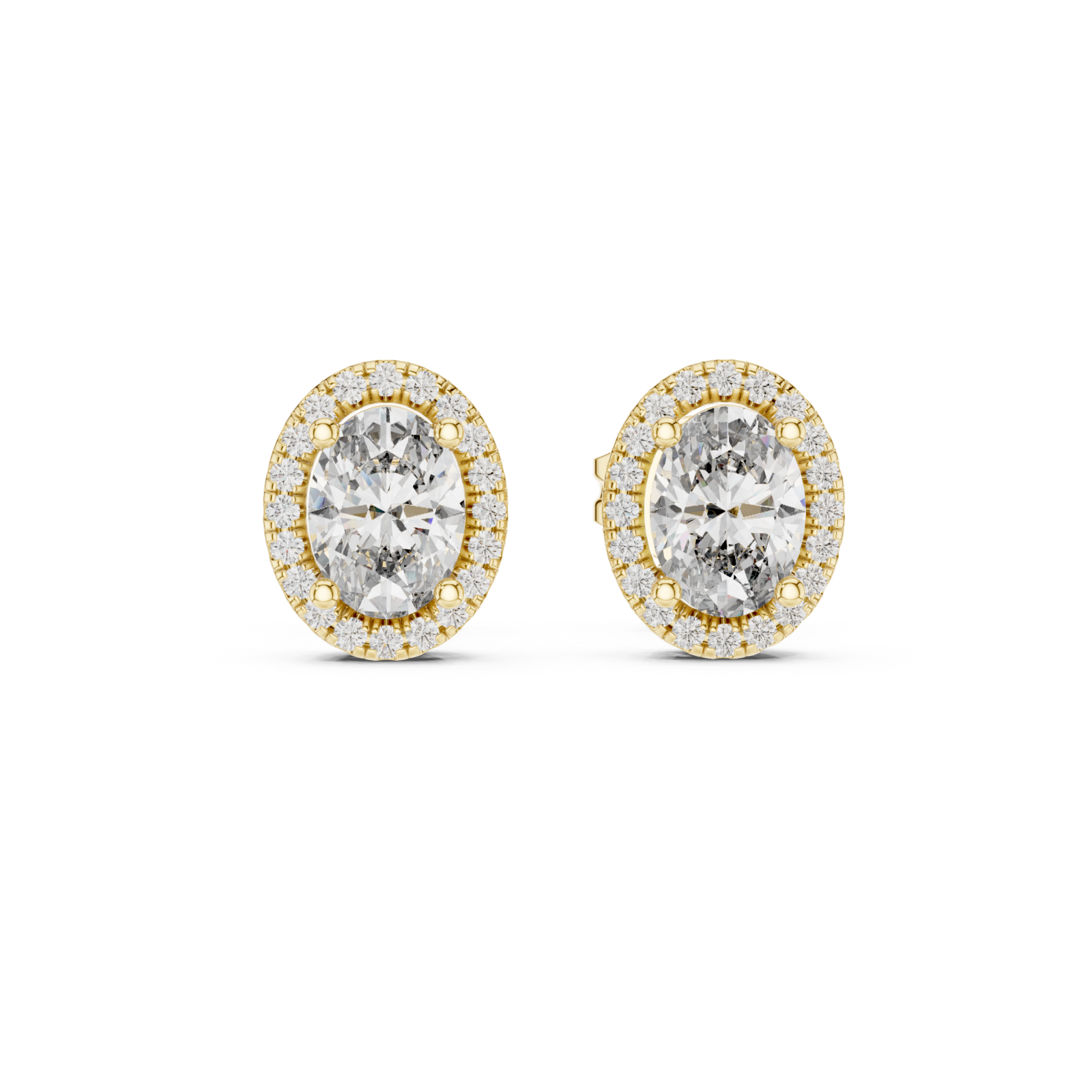  Gold Elegant Radiance Classic Halo Stud Earrings Front View